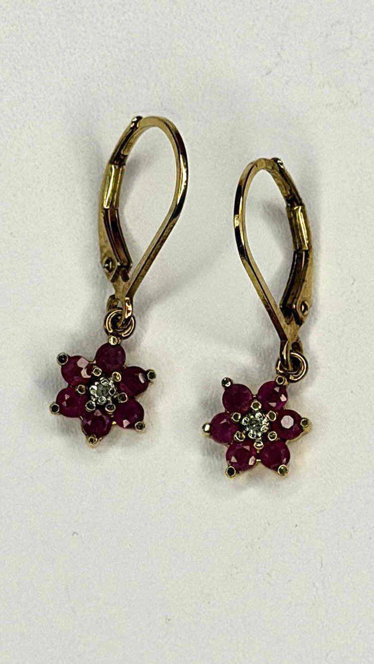 Flower 925 Sterling Silver Gold Plated Pink & White Topaz Earrings